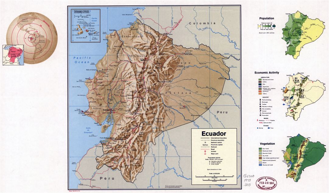 Крупномасштабная профильная карта страны Эквадор - 1973
