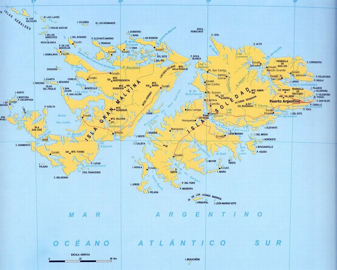 Карта Фолклендских островов