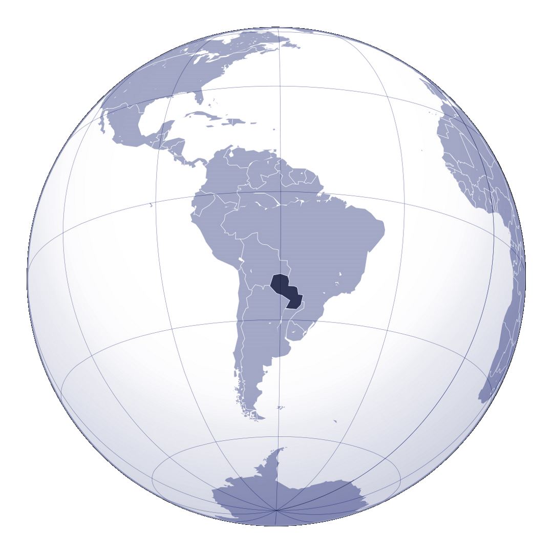 Большая карта расположения Парагвая в Южной Америке