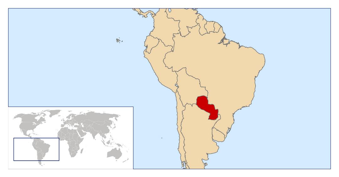 Большая карта расположения Парагвая
