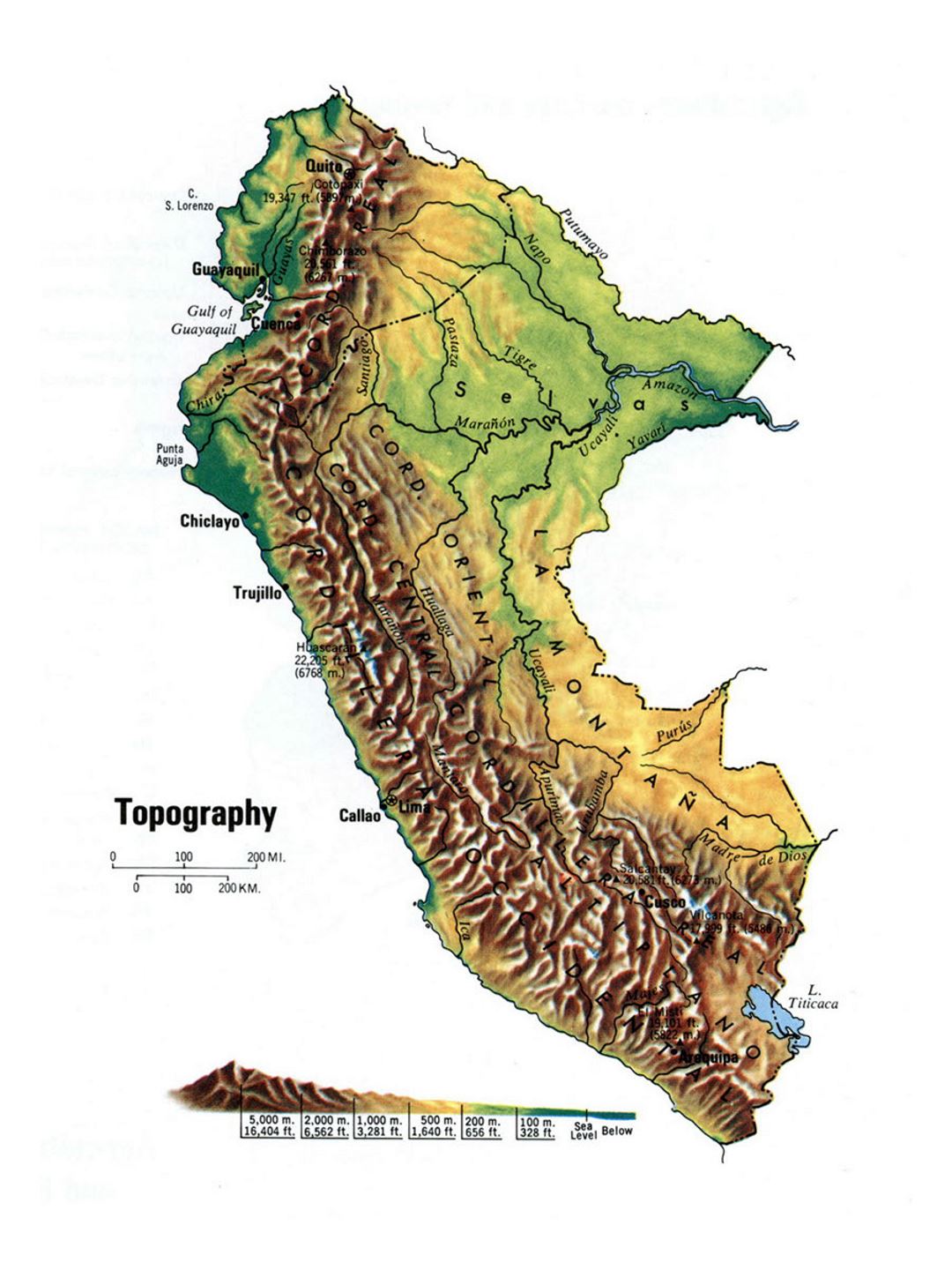 Детальная топографическая карта Перу