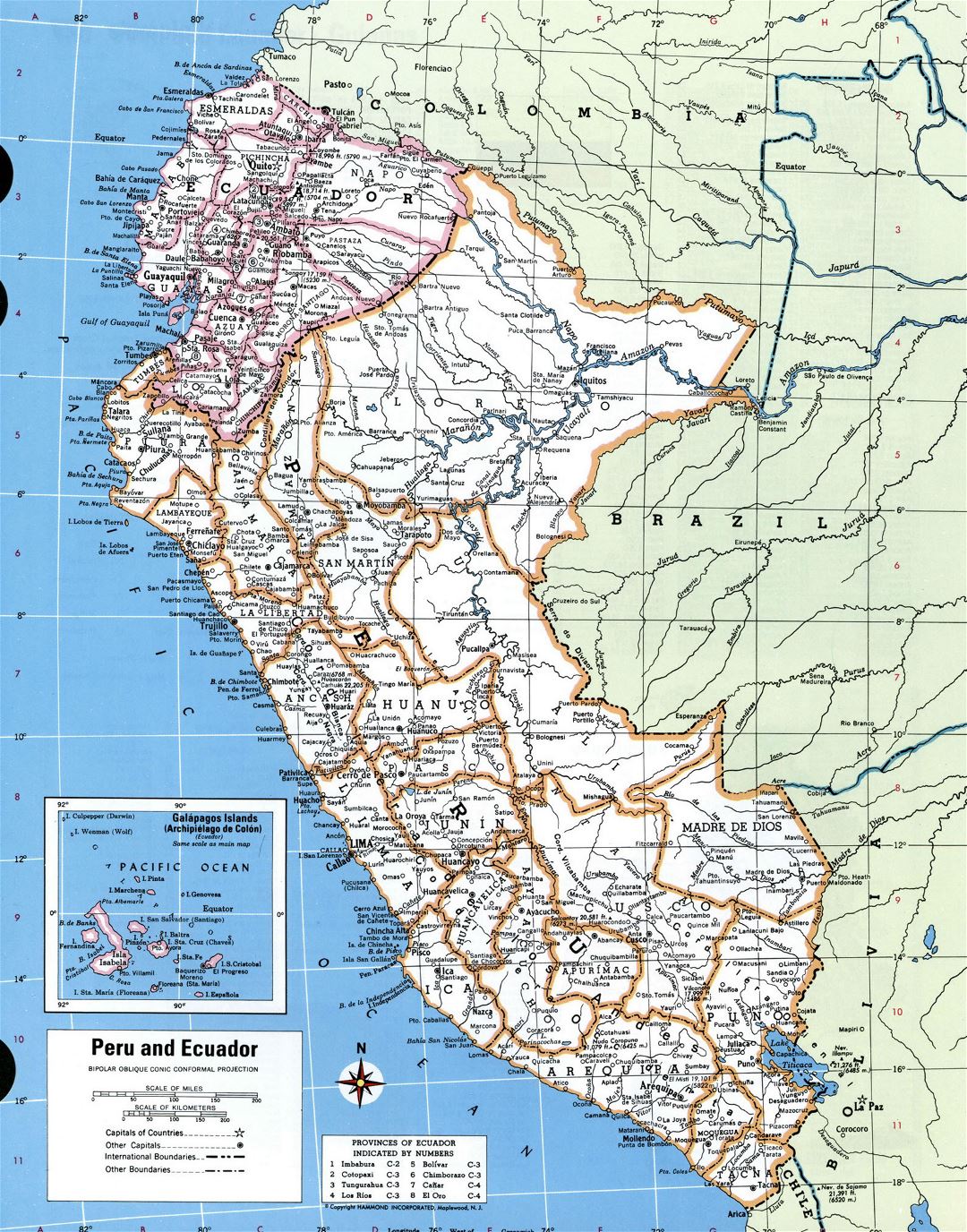 Большая детальная политическая и административная карта Перу со всеми городами