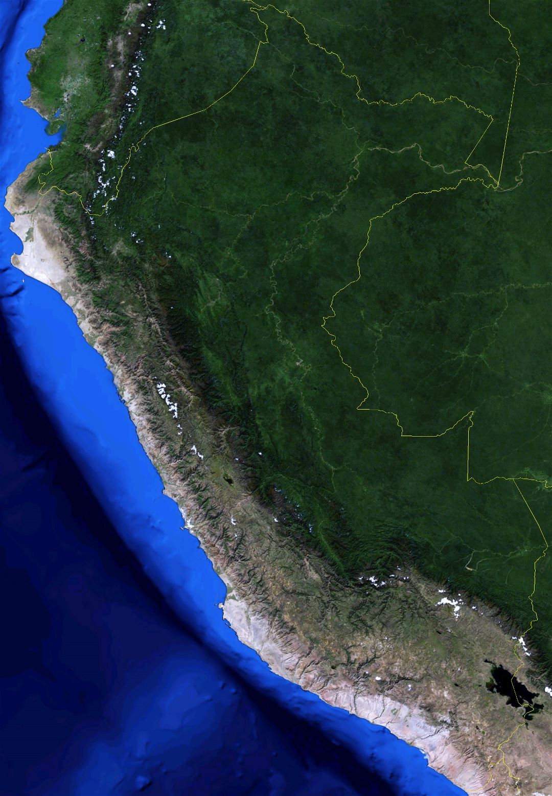Большая детальная спутниковая карта Перу