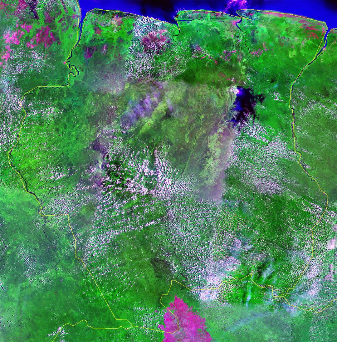 Подробная спутниковая карта Суринама