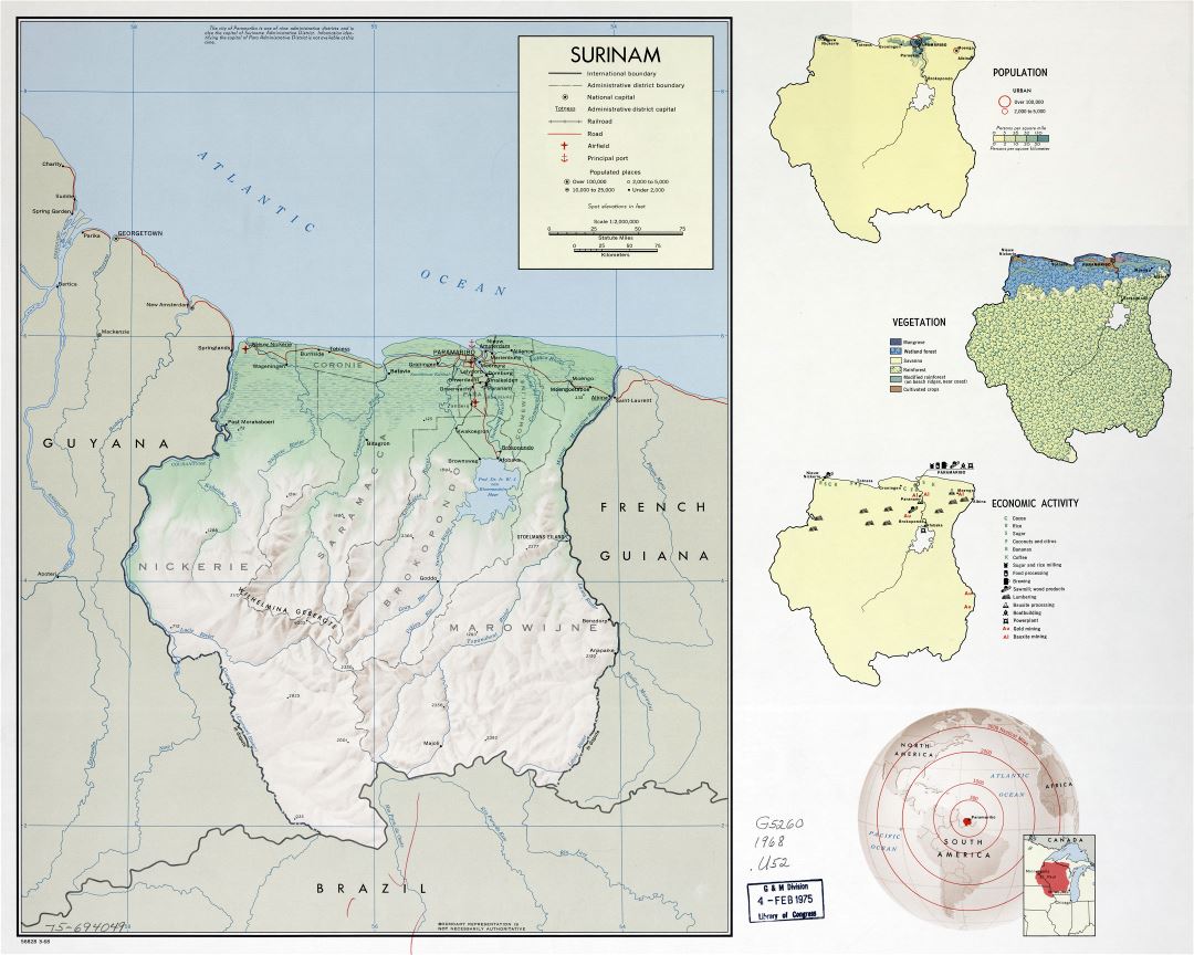 Крупномасштабная профильная карта страны Суринам - 1968