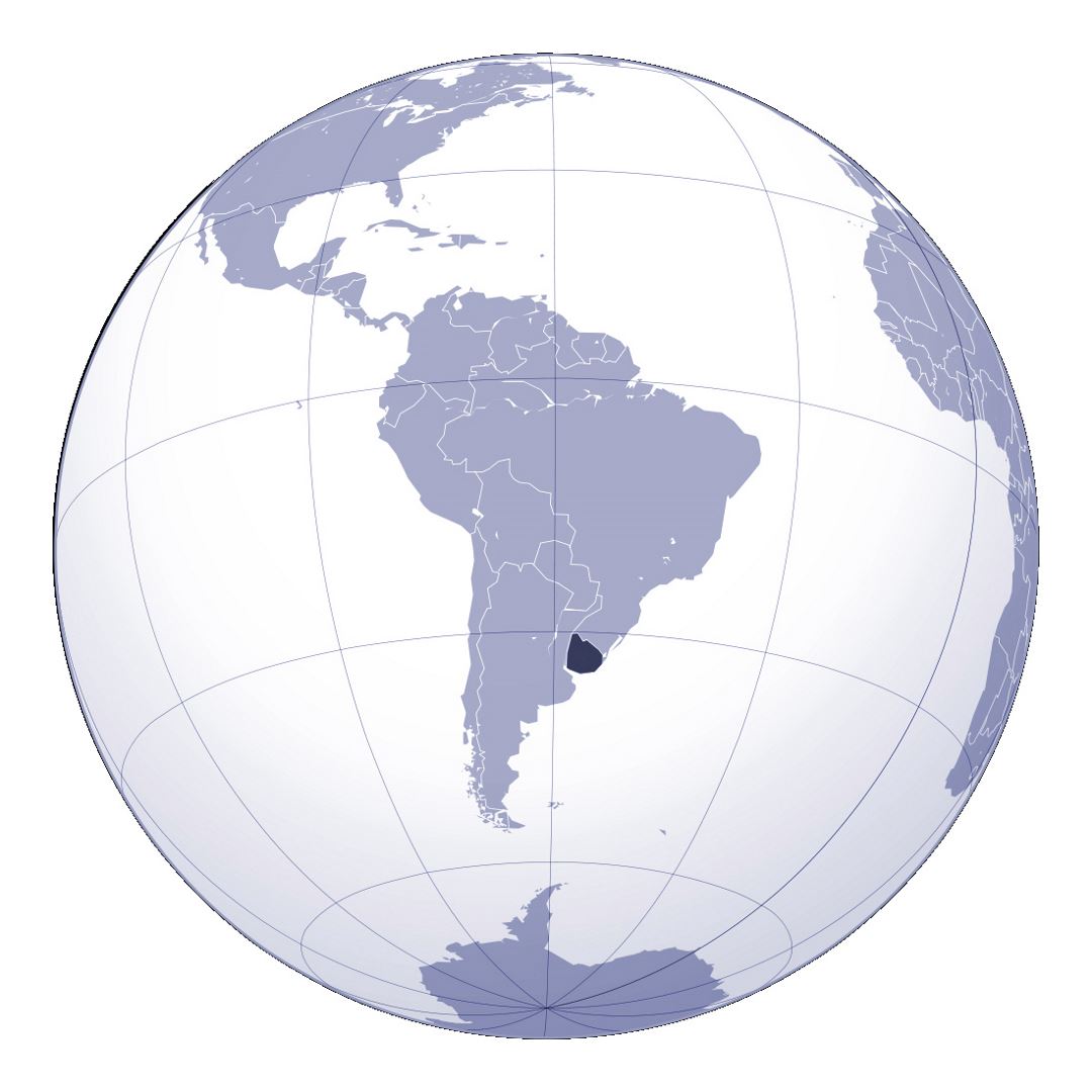 Большая карта расположения Уругвая в Южной Америке