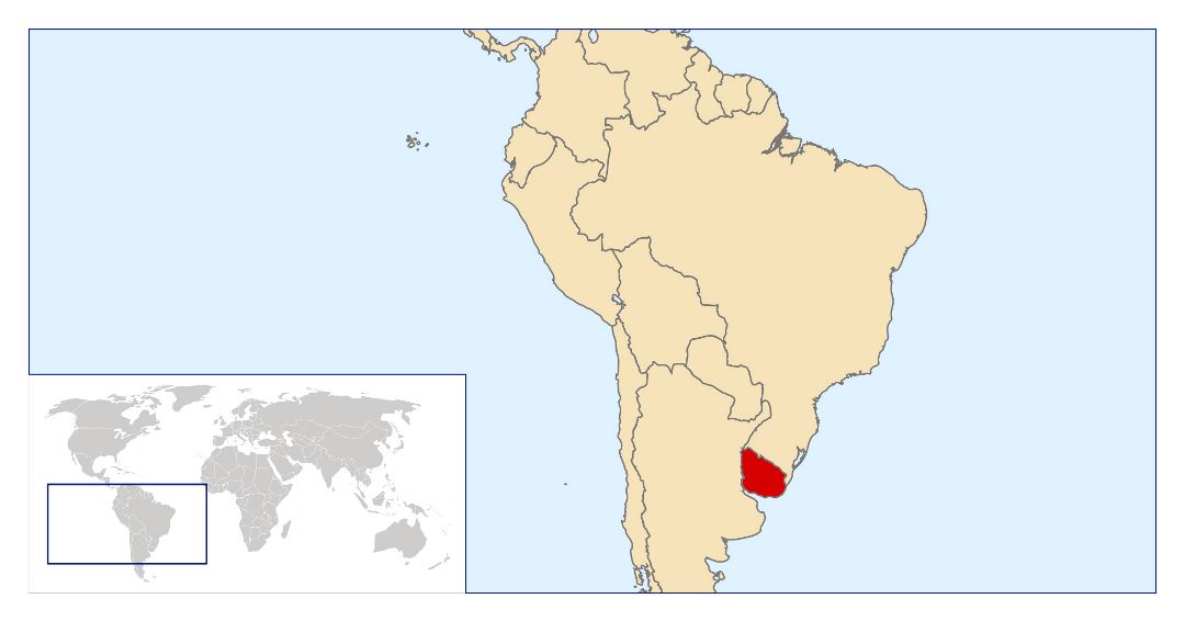 Большая карта расположения Уругвая