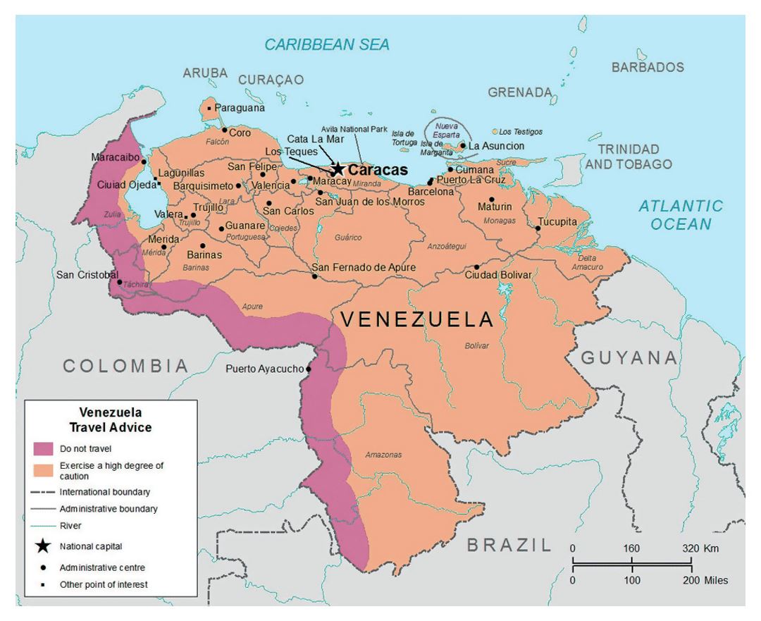 Подробная карта Венесуэлы