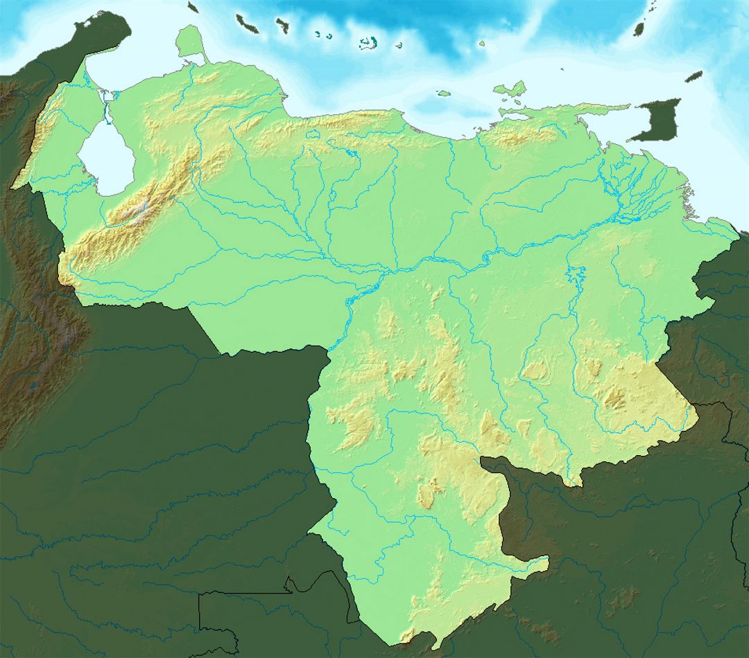 Подробная карта рельефа Венесуэлы