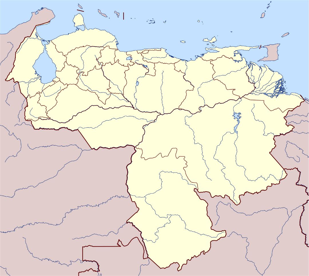 Большая контурная карта Венесуэлы