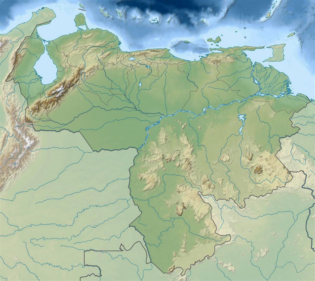 Большая карта рельефа Венесуэлы