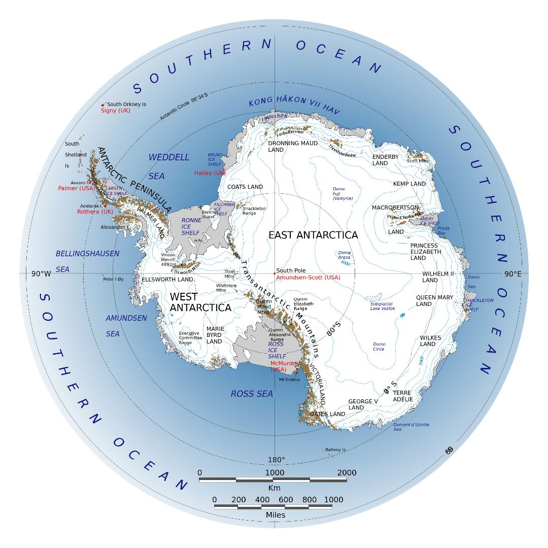 Большая карта Антарктики