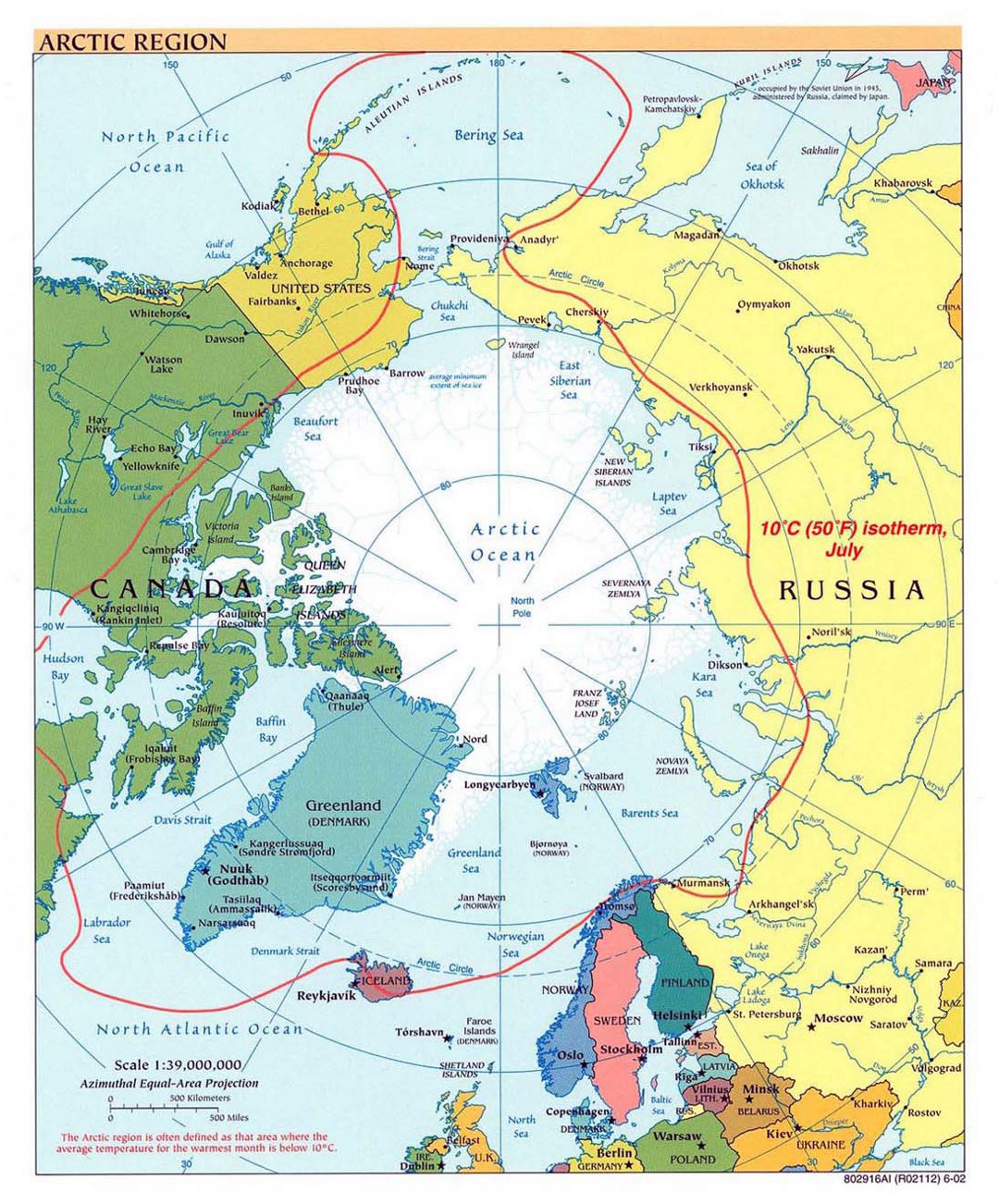 Большая политическая карта Арктического региона - 2002