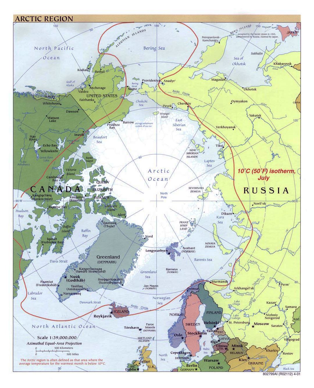 Большая политическая карта Арктического региона - 2001