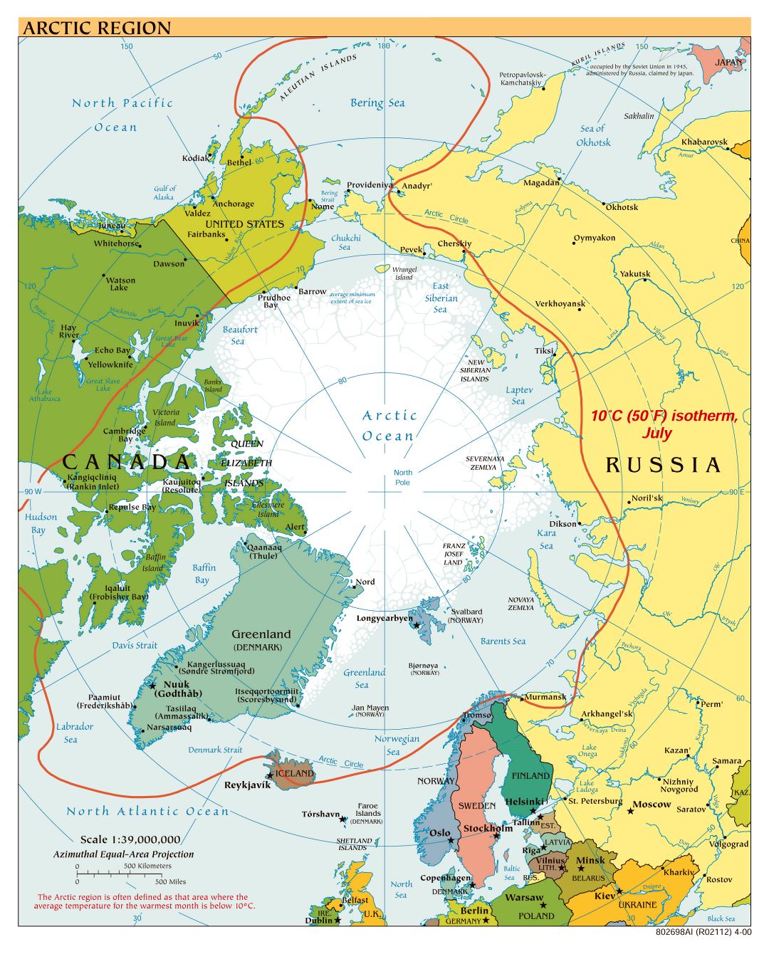 Крупномасштабная политическая карта Арктического региона - 2000