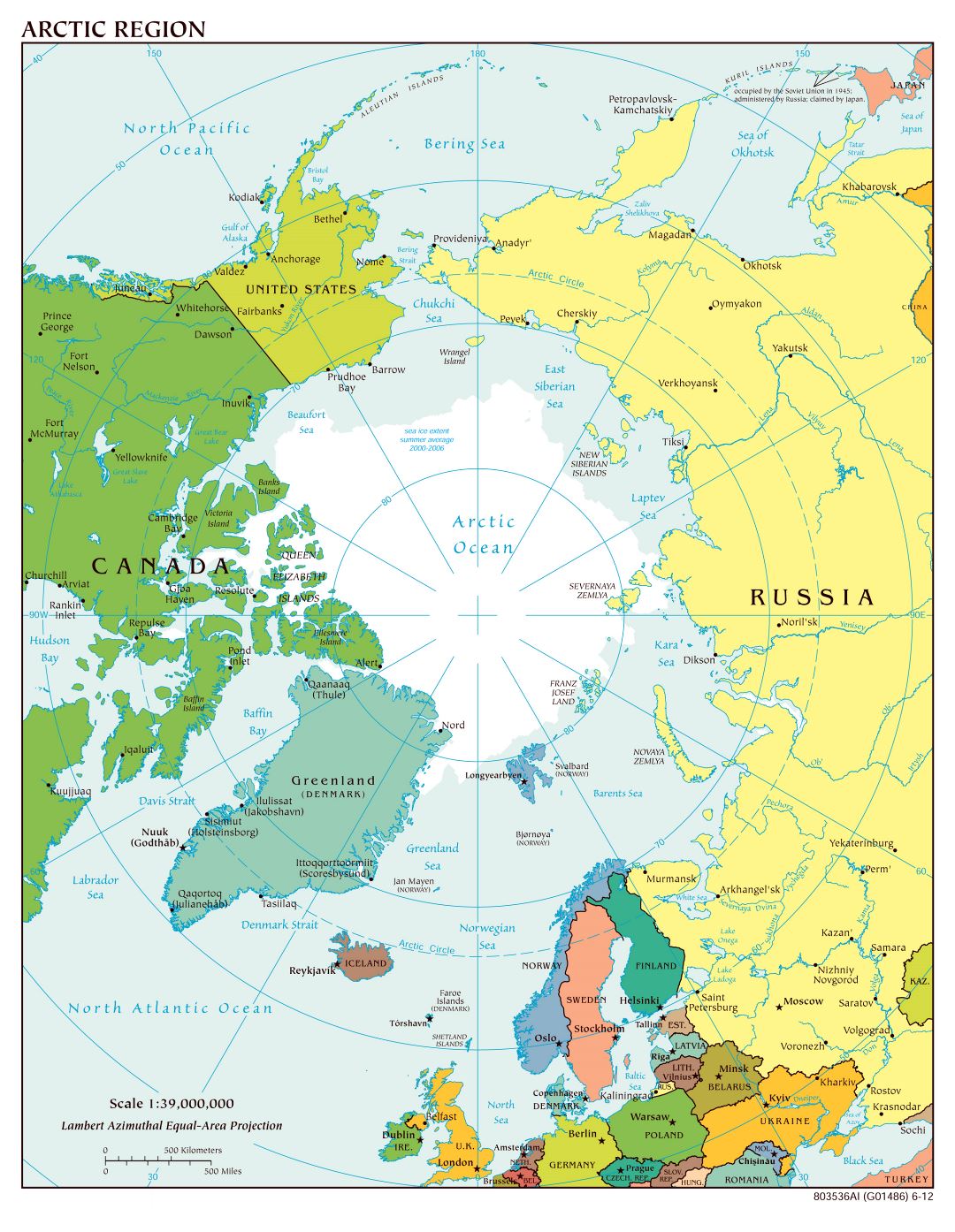 Крупномасштабная политическая карта Арктического региона - 2012