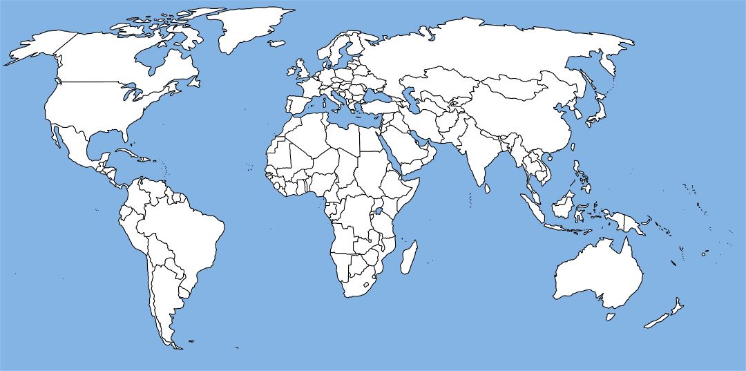 Большая контурная политическая карта Мира