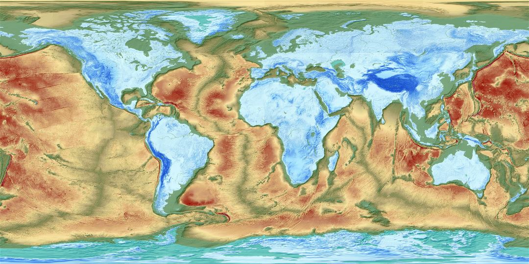 Большая подробная карта фактуры Земли