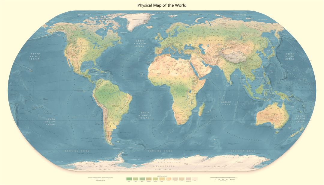 Большая физическая карта мира