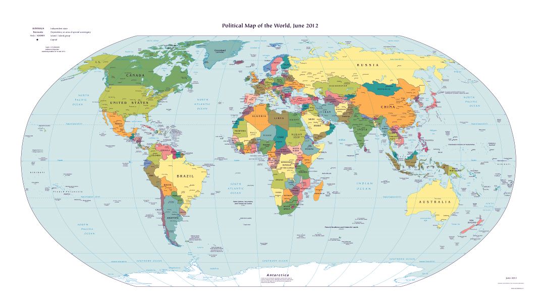 Детальная политическая карта мира в большом флормате - 2012