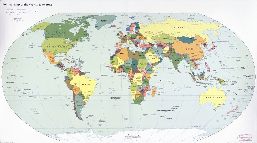 Политическая карта мира в большом формате - 2012