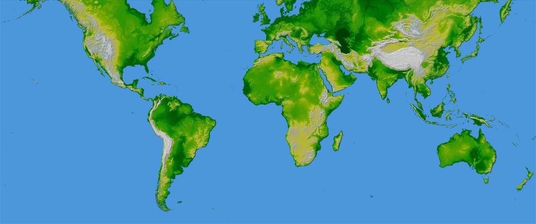 Большая топографическая карта мира