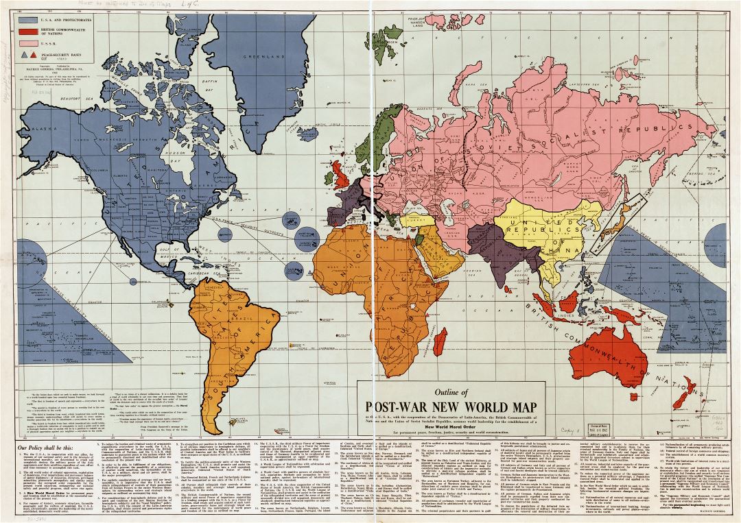 Крупномасштабный старый план послевоенной карты Нового Мира - 1942