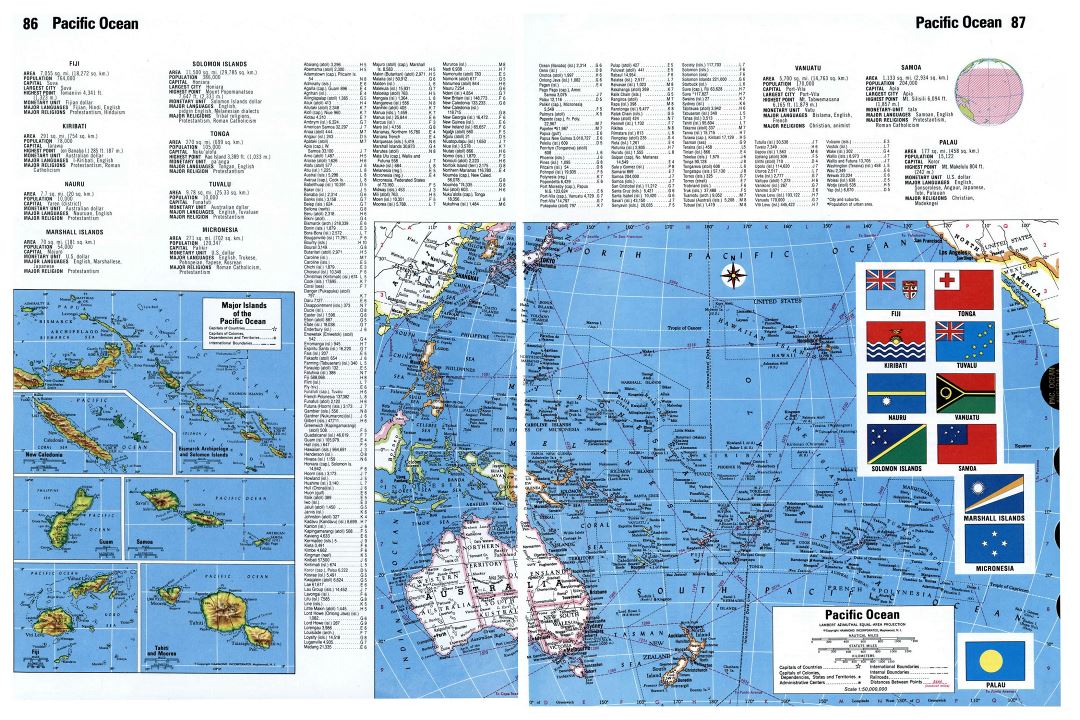 Большая подробная карта островов Тихого океана